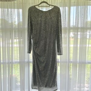 Nanett Lepore evening party dress sequence/silver long sleeve smoke free home
